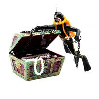 Fish Tank Treasure Chest Diver Live-Action Aerating Adornment Aquarium Undersea Decorations for Freshwater Saltwater juoda