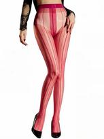 Women 1D Thin Stripe Slimming Leg Pantyhose Elastic Oil Glossy Shiny Sheer See Through Maid Stocking Tights Open Crotch Pantyhos One Size pink