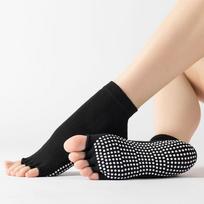 Ankle Grips Pilates Socks Cotton Split Toe Tube Socks Fashion Women Yoga Socks  Fitness black solid