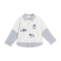 LUSON Boys' Preppy Faux Two-Piece Plaid Sweatshirt 110