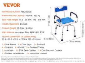 SucceBuy Swivel Shower Chair 360Degree Adjustable with Armrest and Backrest for Shower or Bathtub Non-Slip for Elderly Disabled