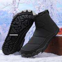 Women Boots Snow Shoes For Men Waterproof Boots Ladies Zipper Shoes Woman Flat Plush Women's Winter Shoes Botas 35 juoda