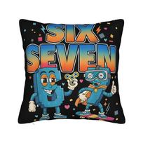 67 Six Seven 6-7 Italian Brainrot Gaming Meme Squad Pillow Case Soft Pillow Cover For Sofa Couch Bed Living Room Cushion Cover Peach skin 18*18(CM)-1Pcs