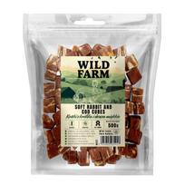 WILD FARM minkšti triušienos ir menkės gabaliukai, 500 g – skanėstas šunims