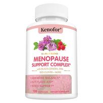 Menopauzės palaikymo kompleksas 13-in-1 su juodąja blakžiede, DIM ir raudonaisiais dobilais, 120 maisto papildo kapsulių 120PCS white