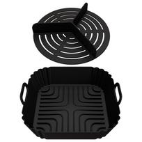 2-in-1 Silicone Air Fryer Liner with 3-Compartment Divider Reusable Non-Stick Air Fryer Cook Different Dishes Non-Stick Kitchen juoda