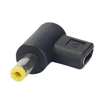 USB C tipo į 5.5x2.5/3.0x1.1/4.0x1.7/4.8x1.7/3.5x1.35/5.5x2.1mm moteriškas 90 laipsnių maitinimo įkrovimo adapteris nešiojamam kompiuteriui