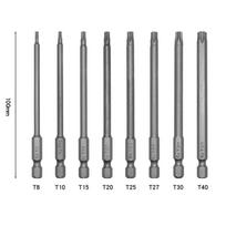8PCS 1/4 Inch Torx Screwdriver Bit Set T8-T40 100mm 150mm 200mm Hex Head Allen Wrench Drill Bits Set Screwdriver Socket Bit