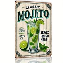 Classic Mojito  Metal Tin Sign  Retro Wall Art Decor for Bar Cafe Beach House Farmhouse  Iron Material Classic Cocktail 20x30cm（7.8x11.8inch）