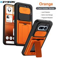 KEYSION kortelės laikiklis dėklas telefonui Nothing Phone 4A su slankiojančia kameros apsauga, vertikali atrama, smūgiams atsparus dangtelis Nothing 4A for Nothing 4A oranžinė