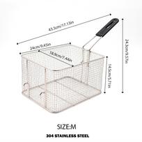 Didelis kvadratinių skylučių nerūdijančio plieno kepimo krepšelis su rankena giliai kepti, kepti ant grotelių, BBQ priedai virtuvei ir lauko naudojimui One Size white