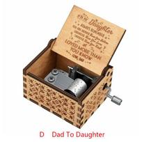 Charming Hand Crank Wooden Music Box Heartfelt You Are My Sunshine Gift For Kids D-Dad to Daughter