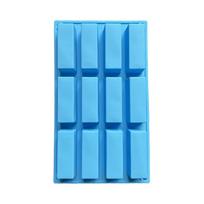 Reusable Rectangle Silicone Candy Molds DIY 12-Cavity Granola Bar Pan Baking Non Stick Butter Mold Baking Energy Bars mėlyna