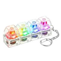 Mechaninės Klaviatūros Raktų Pakabukas LED Šviečiantis Fidget Žaisliukas 4 Jungikliai Clicky Garsas Streso Atsarginis Raktų Pakabukas Šauni Dovana Žaidėjams Berniukams Mergaitėms skaidri