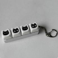 Black Cat Keyboard Keychain Mechanical Keyboard Tapping Fidget Toy Fun Mechanical Switch Keycap Fingertip Gadget