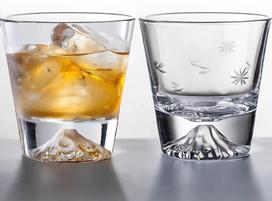 Batone Fuji Glass 270ml Cherry Blossom Cut Glass Rock Pair Handcrafted by Presented in a Paulownia Wood Suitable for Stylish Cut Glass Perfect for