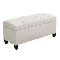 Minkštas suolas su daiktadėže Homcom 100x40x44cm., kreminės/juodos spalvos