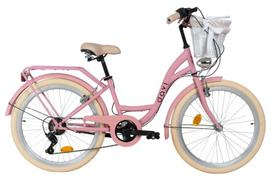 Vaikiškas dviratis Davi Amelia 6 pavaros, 24″, 130-165 cm, Rožinis/Kreminis