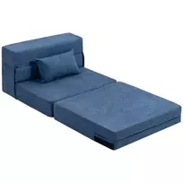 HOMCOM 3 viename miegamasis fotelis, sulankstoma miegamoji sofa su lovos funkcija, juosmens pagalvė, poilsio fotelis su flanelio danga, šezlongas svetainei, tamsiai mėlynas