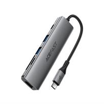 Acefast J18 USB Hub USB-C 6-in-1 HDMI 4K 60Hz PD90W Docking Station – pilkos spalvos