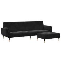 vidaXL Dvivietė sofa-lova su pakoja, juodos spalvos, aksomas