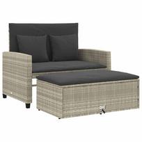 vidaXL Dvivietė sodo sofa su pagalvėlėmis, šviesiai pilka, poliratanas