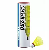 „Yonex“ badmintono plunksnėlės iš nailono, 6 vnt., „Yonex Mavis 250“, geltonos