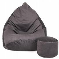 Sėdmaišis su pufu Mega Premium Terra Velour XXL, pilkas