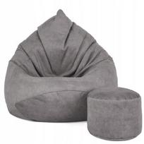 Sėdmaišis su pufu Mega Premium Terra Velour XXL, pilkas