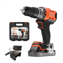 BLACK & DECKER akumuliatorinis gręžtuvas-suktuvas BCD383D1XK-QW, 18 V, 2,0 Ah, juodos spalvos