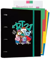 BT21 - „Street Mood“ kolekcijos A4 formato segtuvas su lapais (4 žiedai, gumytė)