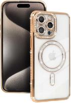 Dėklas Bling Magsafe Case for Iphone 15 auksinis