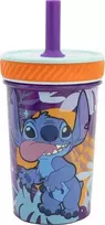 „Disney Stitch“ – saugus, vandeniui atsparus puodelis su silikoniniu šiaudeliu iš „Aloha“ kolekcijos, 370 ml
