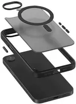 Crong Hybrid Frost MAG Cover - dėklas skirtas Apple iPhone 16e MagSafe juodas
