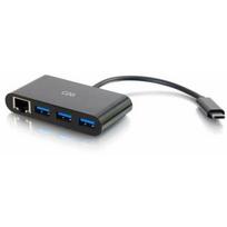 C2G C2G USB C Hub with Ethernet - 3-Port USB Hub - Hub - 3 x SuperSpeed USB 3.0 + 1 x USB-C + 1 x 1000Base-T - Desktop | CG29747 | 757120297475