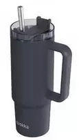 „Quokka Stream“ – nerūdijančio plieno termo puodelis 950 ml su šiaudeliu (grafito spalvos)
