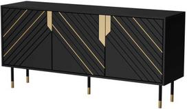 Cama Meble Cama 3D MOUNTAIN chest of drawers 154x40x72 juodas + auksinis