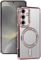 Bling Magsafe dėklas skirtas Samsung Galaxy S25 FE pink