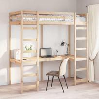 Lova Palėpės lovos rėmas Natūrali 90 x 190 cm Kietos pušies mediena