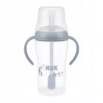 NUK Perfect Match mokomasis kūdikio buteliukas su silikoniniu šiaudeliu PENGUIN 260 ml