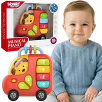 WOOPIE BABY interaktyvus pianinas-autobusas-liūtas muzikiniai vargonų garsai ir šviesos, 18 m