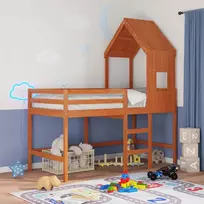 Lova Palėpės lovos rėmas Vaško Ruda 90 x 190 cm Tvirtas pušies medis