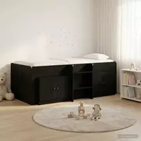 Palėpės lova su spinta su durimis 3 vnt. Juoda Apdirbta mediena