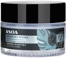 Asoa kaukė riebiai ir į spuogus linkusiai odai - Mėlynojo molio ir abrikosų kauliukų aliejus, 120 ml