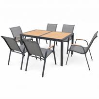 vidaXL komplektas lauko baldų 7in1 stalas 150 cm 6 kėdės graphite mediena terasa sodas | 04K KJF15424 GR | 5907265028037
