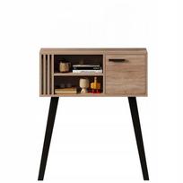 Prieškambario konsolė su lamelių apdaila, „loft“ stiliaus, šviesaus ąžuolo spalvos, 80 cm
