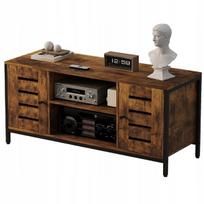 Televizoriaus staliukas su 2 durelėmis, „vintage loft“ stiliaus, rudos spalvos, 110 cm