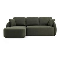 Tamsiai žalios spalvos sulankstoma kampinė sofa iš šenilinio audinio (su kairiuoju kampu/su gultu) Laira – Kave Home