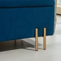HOMCOM suolas, minkštas suolas su daiktadėže, metalas, kaučiukmedis, putplastis, 100 x 40 x 42 cm, tamsiai mėlyna
