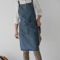 Denim Canvas Apron Bib Adjustable Strap for Adults Woodworking Gardening Work tamsiai mėlyna spalva